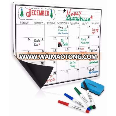 Monthly Magnetic Calendar for Refrigerator | Dry Erase White Board For Kitchen Fridge With Strong Magnet | 17"X12"