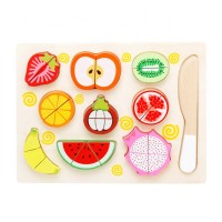 Wooden gift toy color shape magnetic slice fruit play role  puzzle