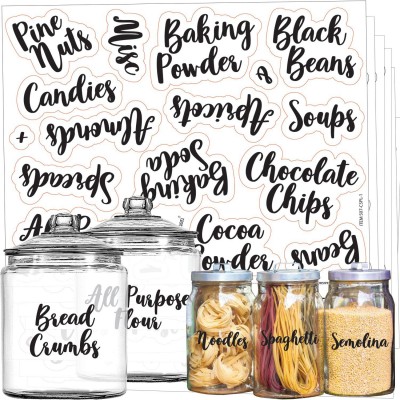 PVC Jar Decals stickers Organization Storage Water Resistant amazon Cursive Pantry Labels