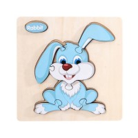 Wooden Stem Toy Sorting & Stacking Toys for Toddlers Rabbit Puzzle Set