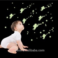 kids kindergarten nursery school room night glow wall sticker custom Music note glow in the dark sticker paper home decor